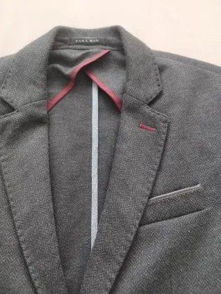 Abrigo Zara Hombre Talla 38 Gris