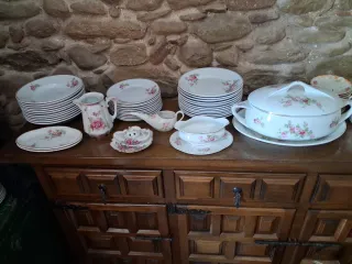 Vajilla porcelana antigua flores rosas 1934