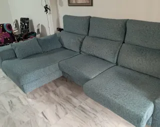 Sofá cheslong azul/verde