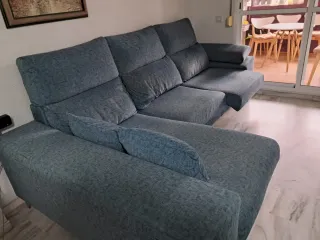 Sofá cheslong azul/verde