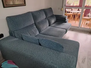 Sofá cheslong azul/verde