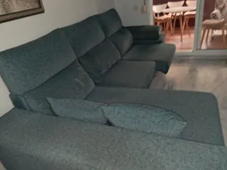 Sofá cheslong azul/verde