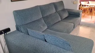 Sofá cheslong azul/verde