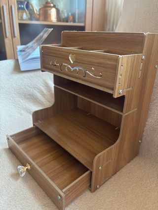 Organizador Escritorio Madera y cristal