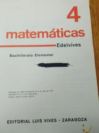 Matemáticas 4 - Bachillerato 1970