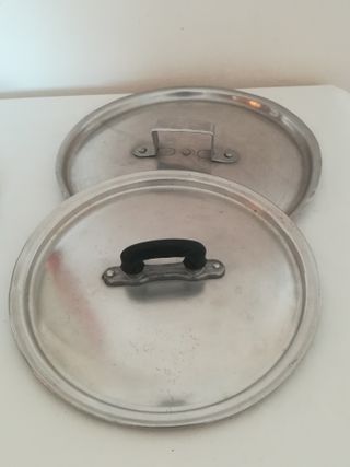 2 Coperchi per pentole in alluminio vintage
