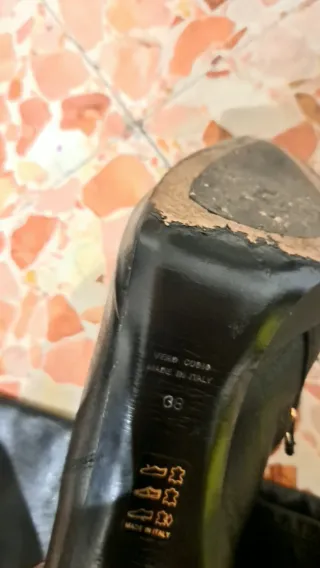 Stivali neri in pelle al ginocchio con plateau, ta