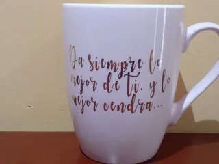 Taza desayuno cerámica frase positiva