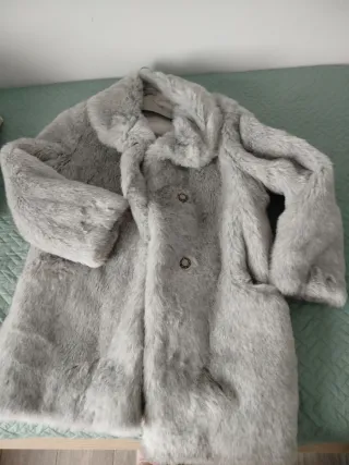 Abrigo pelo gris talla L
