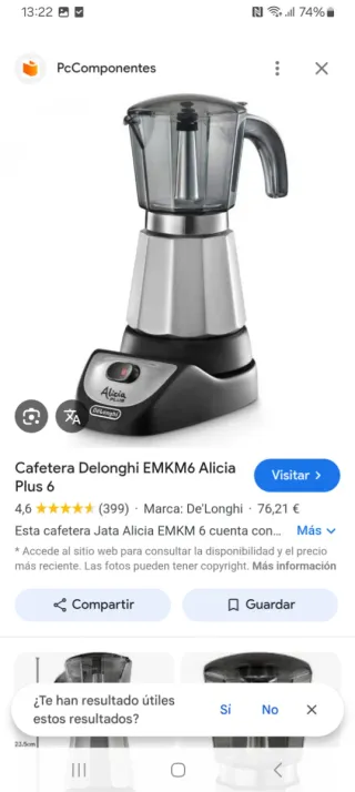 Cafetera Italiana DeLonghi Alicia Plus