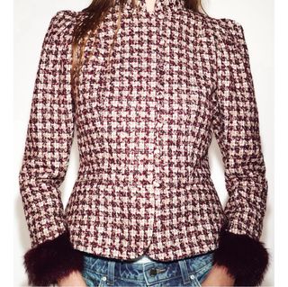 Blazer Zara Talla M Puños Pelo Burdeos