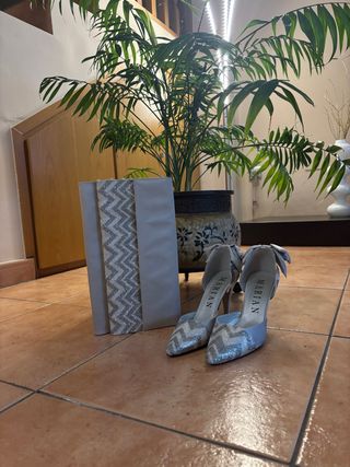Zapatos y bolso Marian boda plata