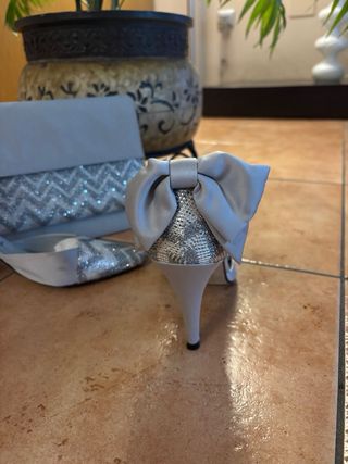 Zapatos y bolso Marian boda plata