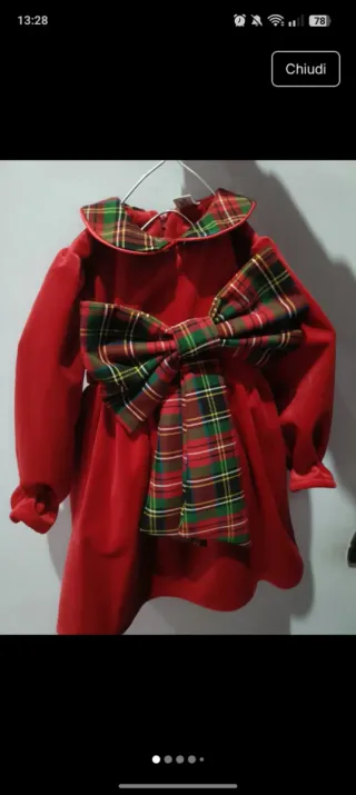 Vestitino rosso con fiocco scozzese