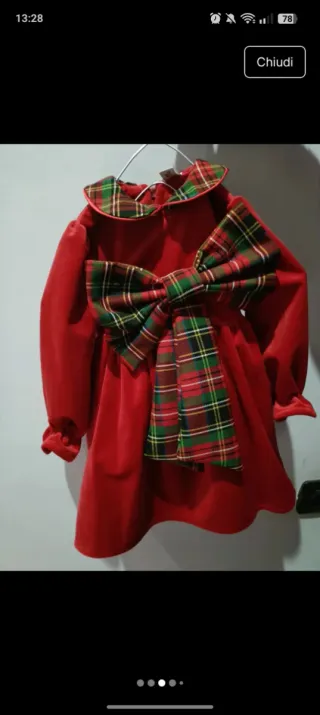 Vestitino rosso con fiocco scozzese