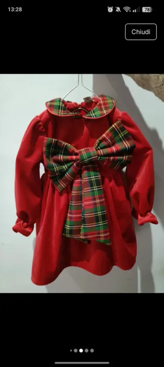 Vestitino rosso con fiocco scozzese