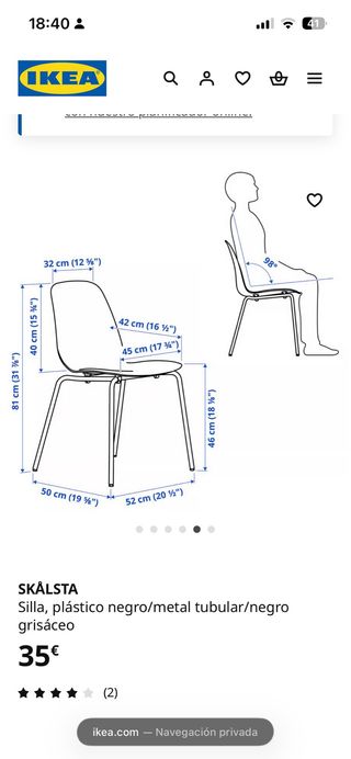 Silla IKEA SKALSTA Negra Montada