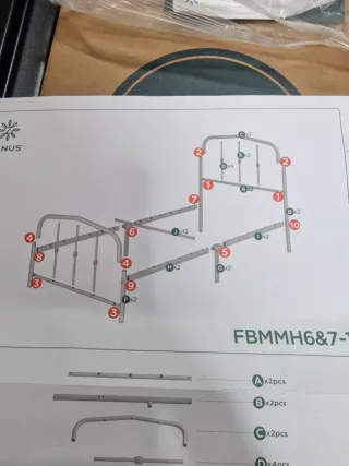 Cama Zinus 90x190 con cabecero metálico