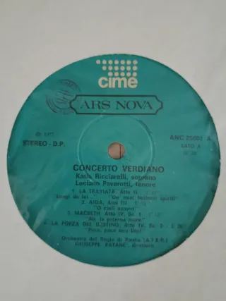 Vinile Pavarotti Ricciarelli Concerto Verdiano