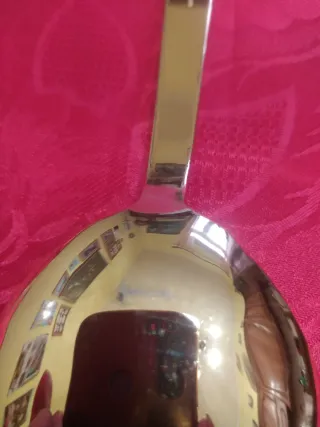 Posate insalata vintage, in acciaio inox dorato.