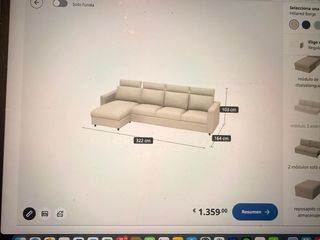 Sofá VIMLE IKEA 4 plazas chaise longue + puff