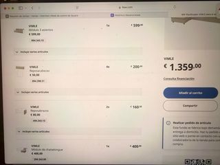 Sofá VIMLE IKEA 4 plazas chaise longue + puff