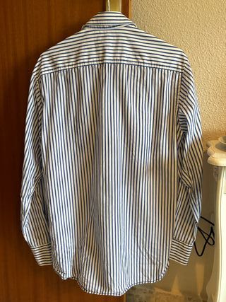 Camisa Caramelo Rayas Azules Talla M