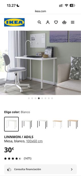 Escritorio IKEA LINNMON/ADILS 60x100cm
