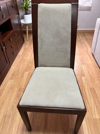 6 Sillas Comedor Madera Cerezo y Beige