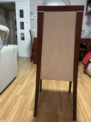 6 Sillas Comedor Madera Cerezo y Beige