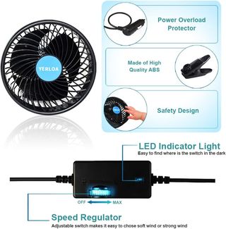 Ventilador Coche 12V 6 con Pinza