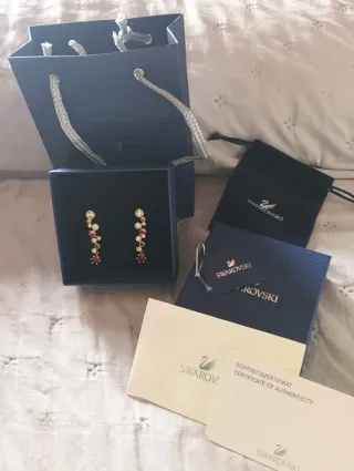 Pendientes Swarovski dorados y rosas