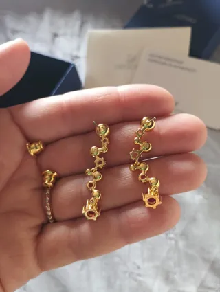 Pendientes Swarovski dorados y rosas