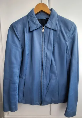 Cazadora Piel Celeste