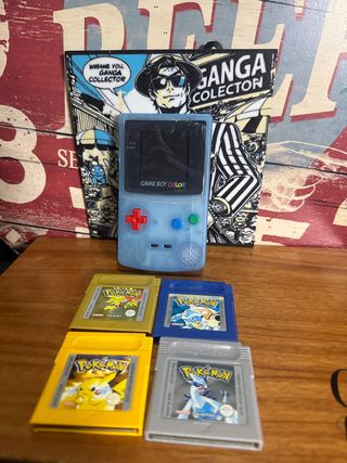 Lote Game Boy Color Fluor + 4 Juegos Pokémon