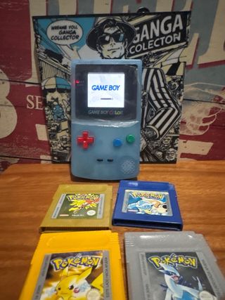 Lote Game Boy Color Fluor + 4 Juegos Pokémon