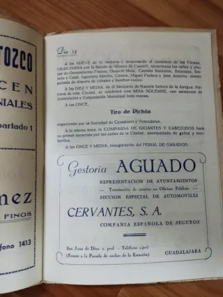 Programa Ferias y Fiestas de Guadalajara, 1954.