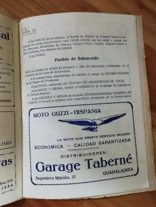 Programa Ferias y Fiestas de Guadalajara, 1954.