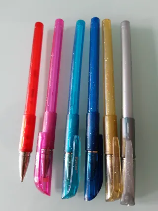 6 Bolígrafos tinta efecto brillante de Colores