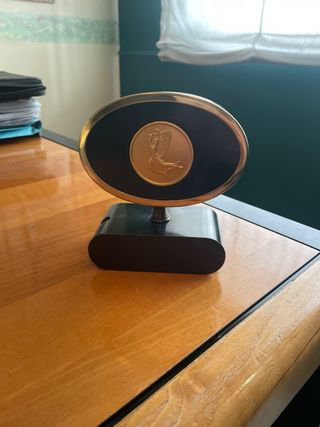 Portapenne da scrivania ovale con stemma.