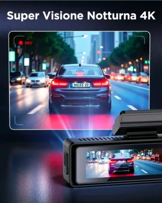 Dash Cam Auto 4K+1080P WiFi Telecamera per Auto