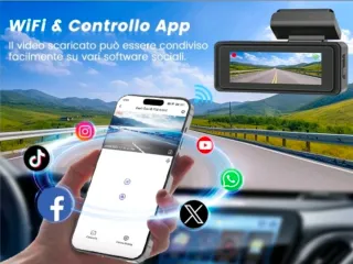 Dash Cam Auto 4K+1080P WiFi Telecamera per Auto