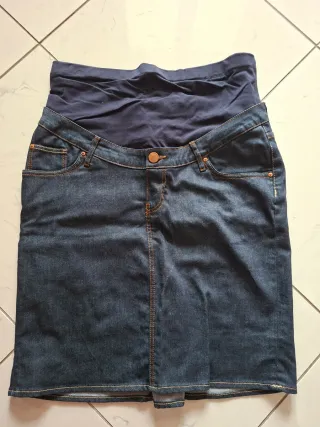 Gonna jeans premaman blu