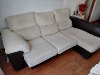Sofá 4 plazas beige y marrón