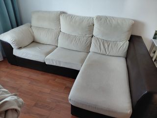 Sofá 4 plazas beige y marrón