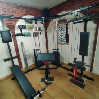 Lote Gimnasio Completo: Banco, Saco, Pesas