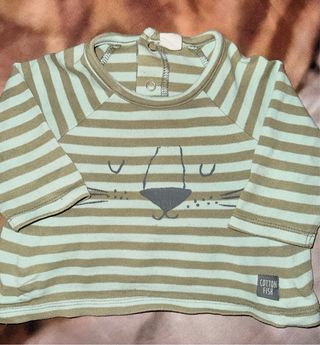 Jersey bebé rayas con cara de león