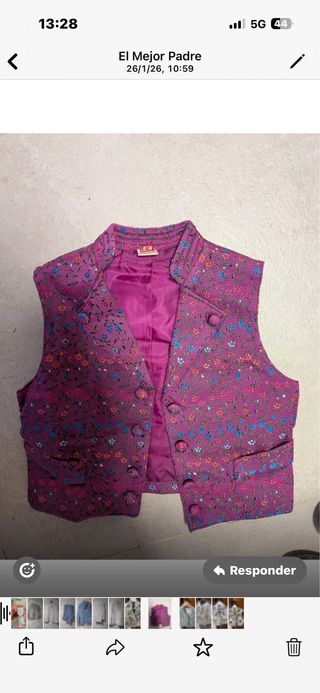 Traje niño saraguell morado y negro Talla 10