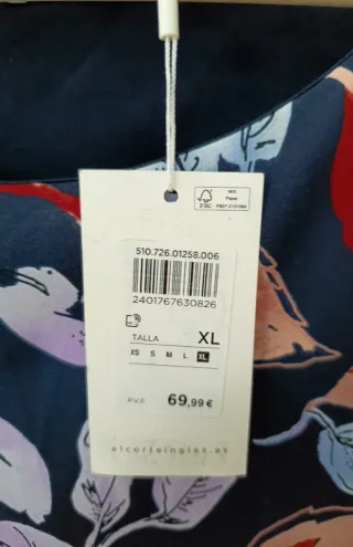 Vestido estampado floral azul y rojo