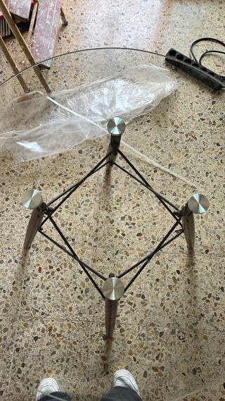 Mesa de comedor redonda de cristal 80cm